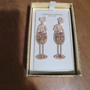 Pink and gold Christian Siriano New York wine glass earrings